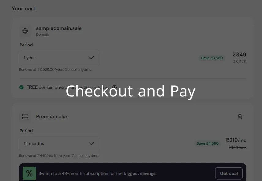 Checkout / payment page